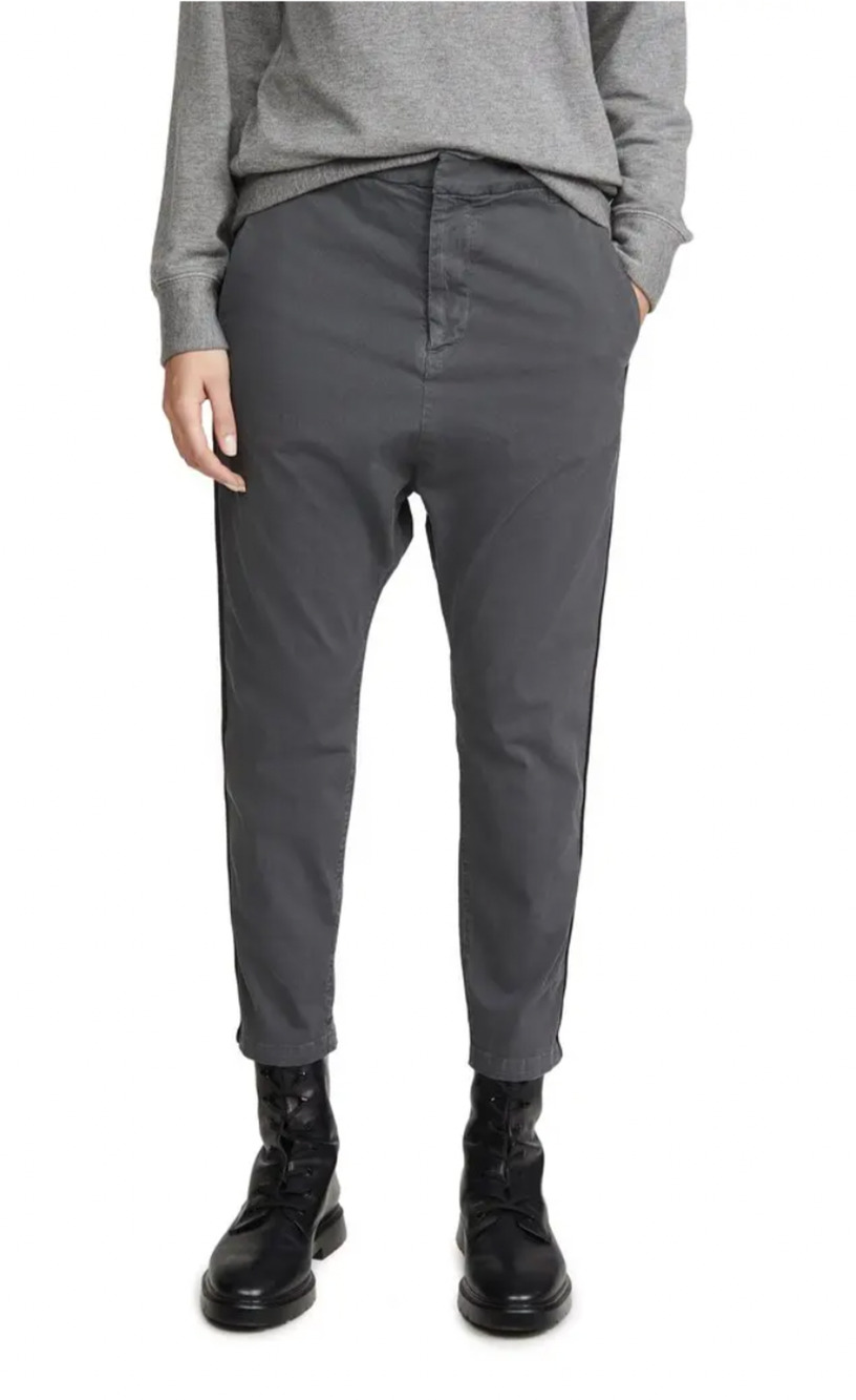 Nili Lotan Cotton Paris Pants $345 Slouchy Crop Gray Drop Crotch Sz 4 NWT!